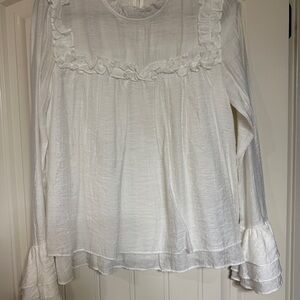 English Factory White Ruffled Long Sleeve Blouse